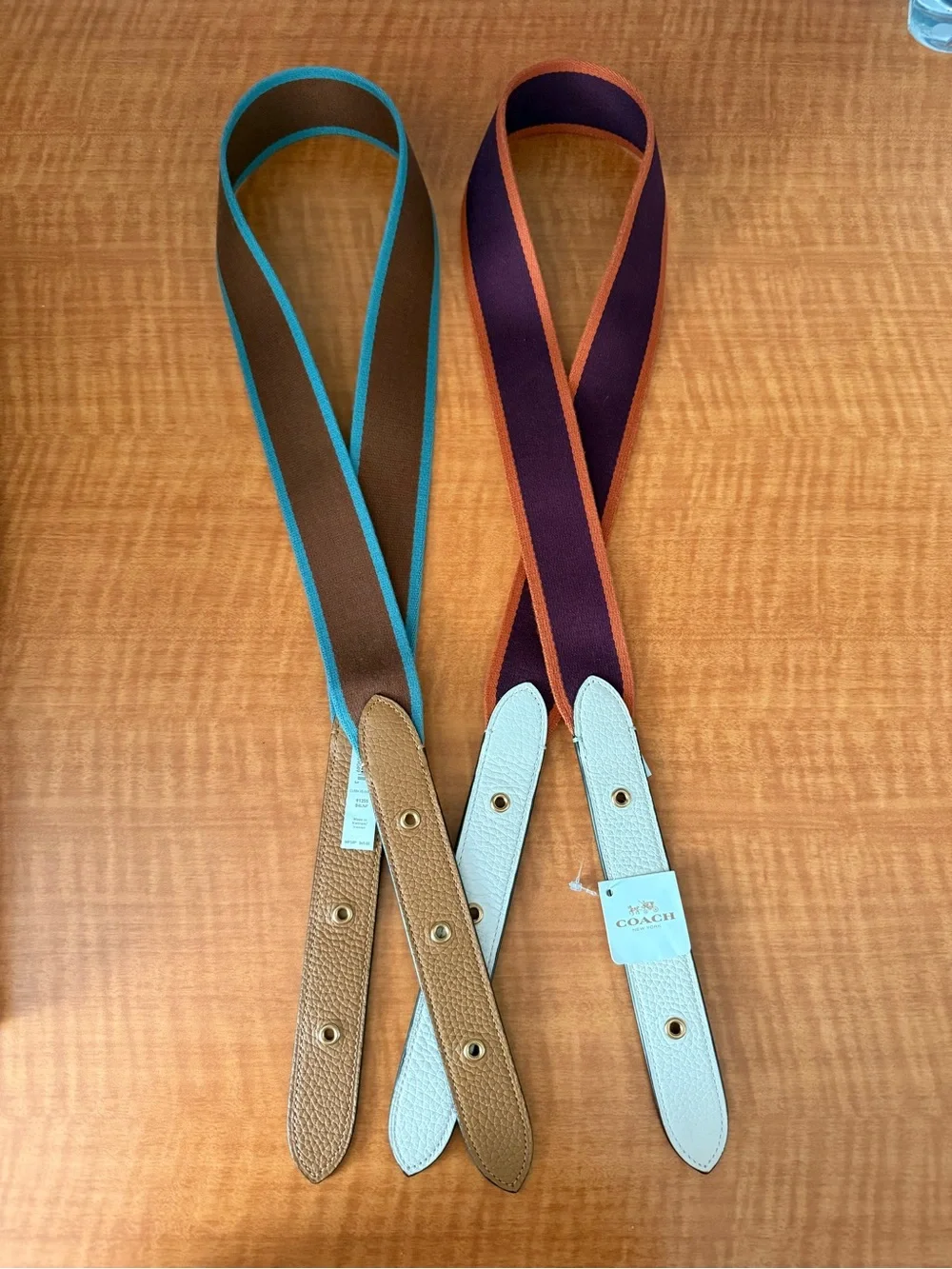 Adjustable Brown Webbing Camera/Bag Strap with Turquoise Edge - Picture 9 of 9